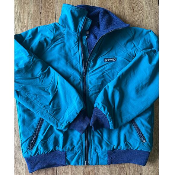 Lands' End Vintage Teal Green Squall Puffer Fleece Jacket Size Small - Picture 1 of 10